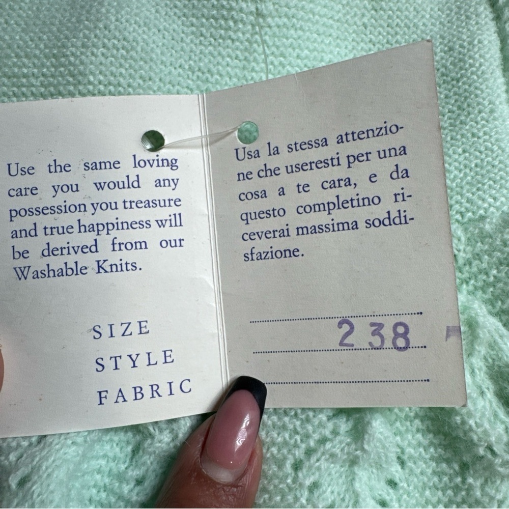 Vintage Perzo Baby Knit Dress
Mint Green Handcrafted Acrylic
New Tag - Picture 9 of 14